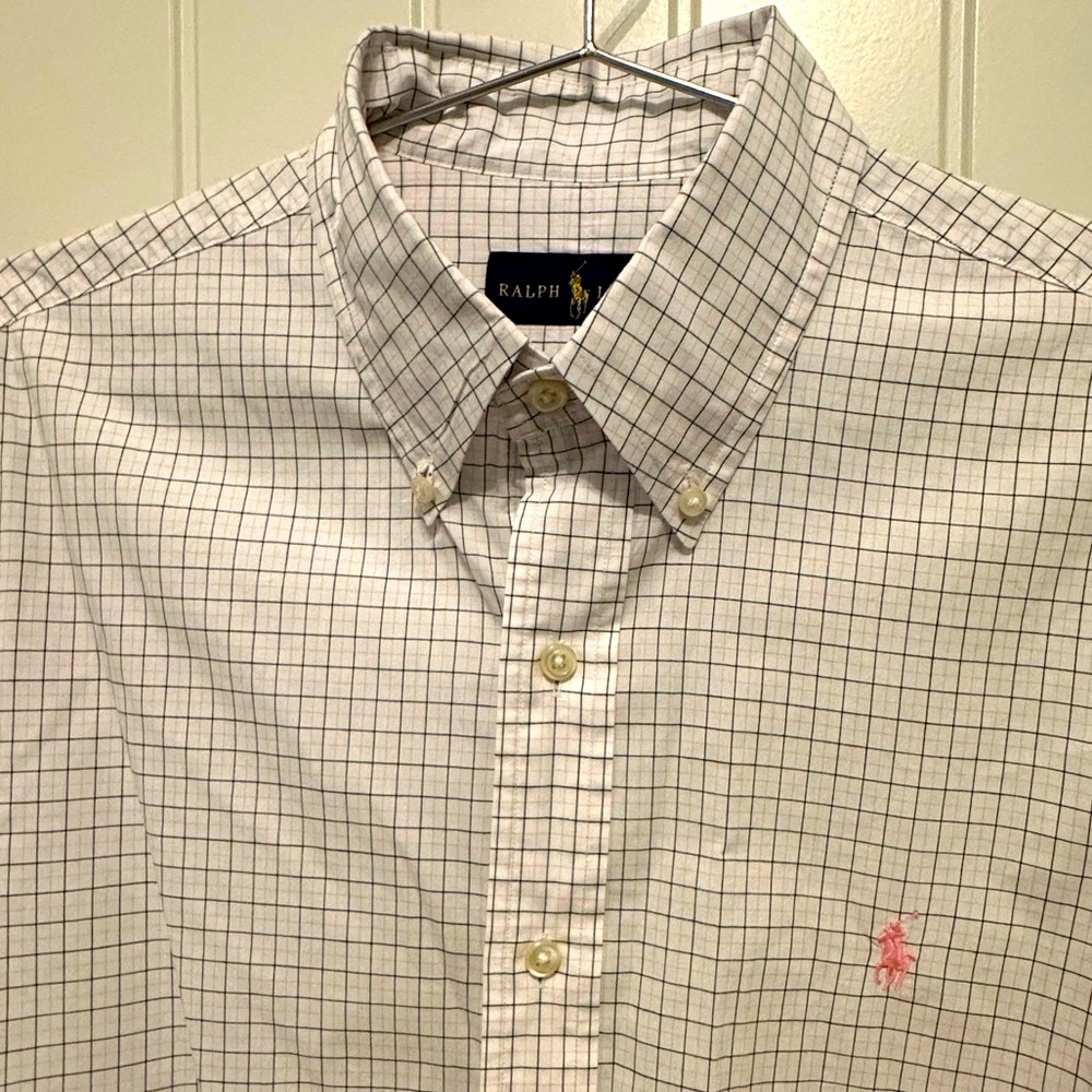 POLO Pink and White Button Down